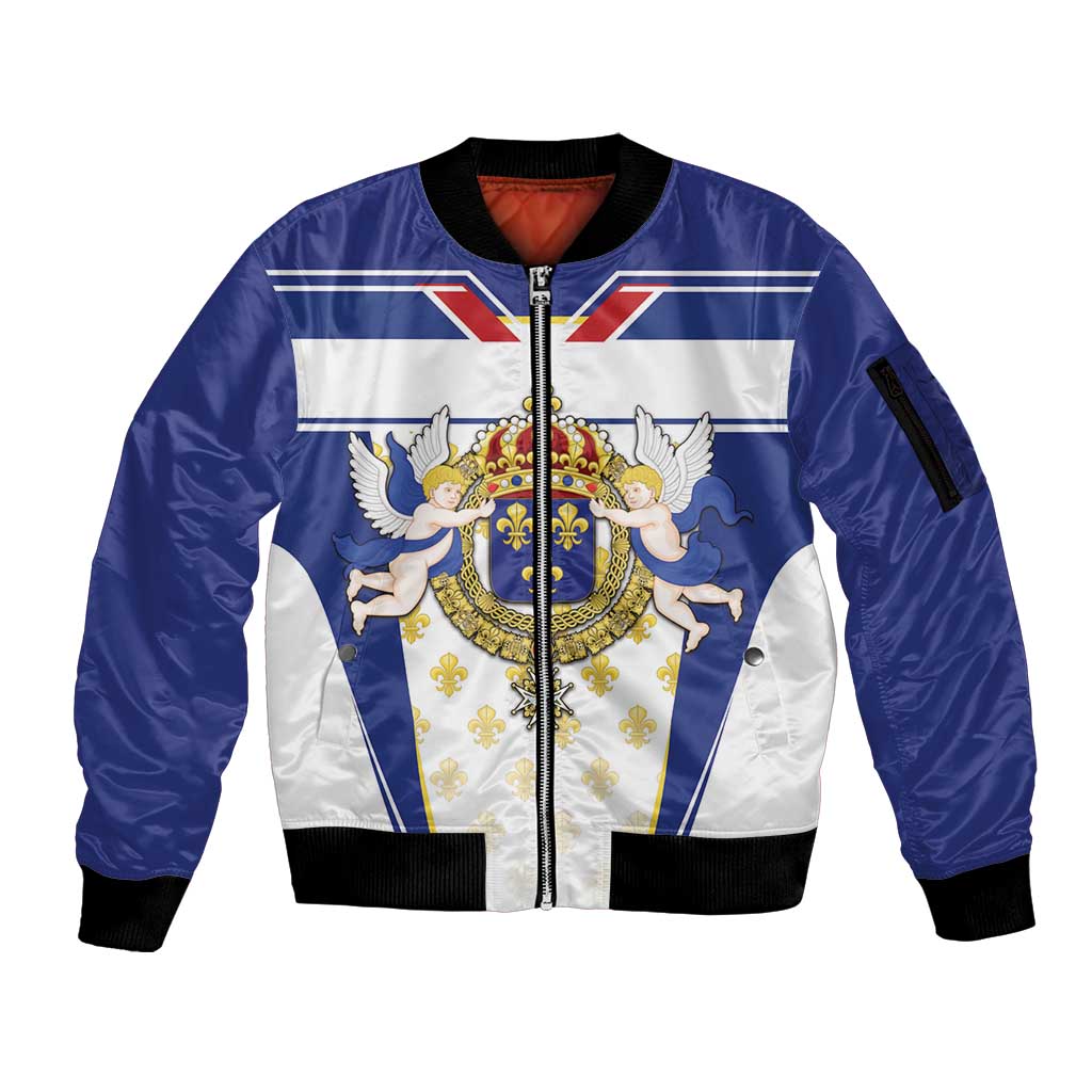 Personalized French Colonial Empire Sleeve Zip Bomber Jacket Royal Standard of France