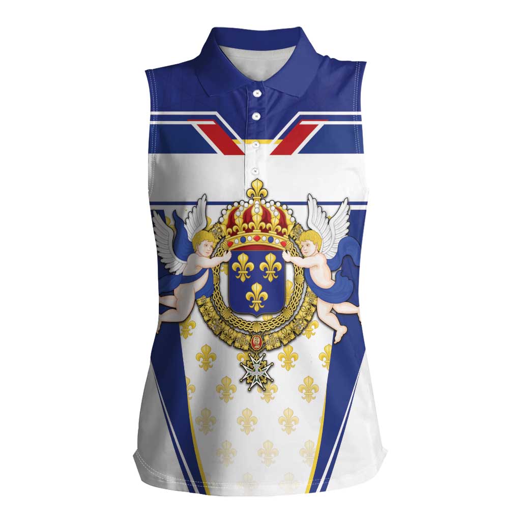 Personalized French Colonial Empire Women Sleeveless Polo Shirt Royal Standard of France