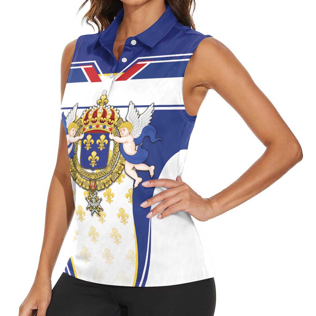 Personalized French Colonial Empire Women Sleeveless Polo Shirt Royal Standard of France