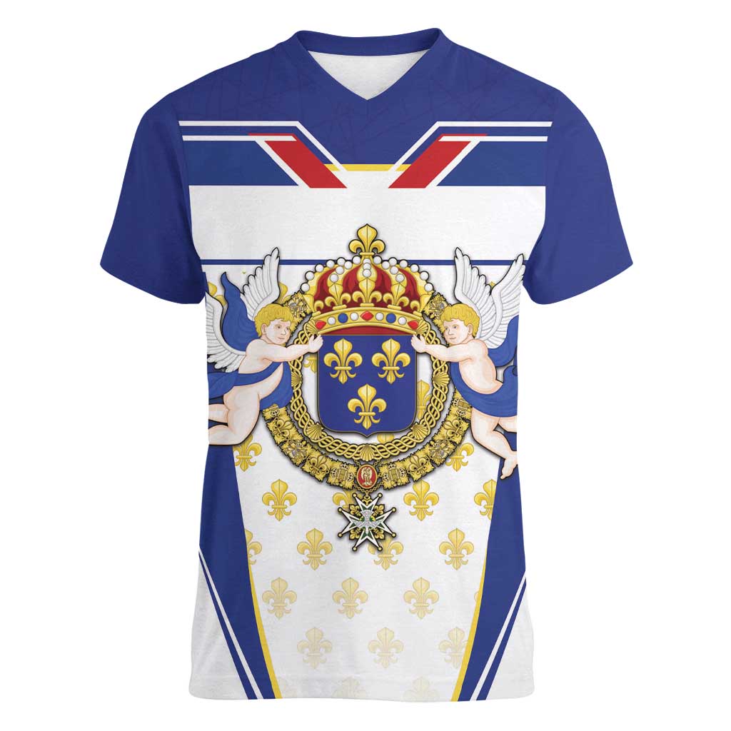 Personalized French Colonial Empire Women V-Neck T-Shirt Royal Standard of France