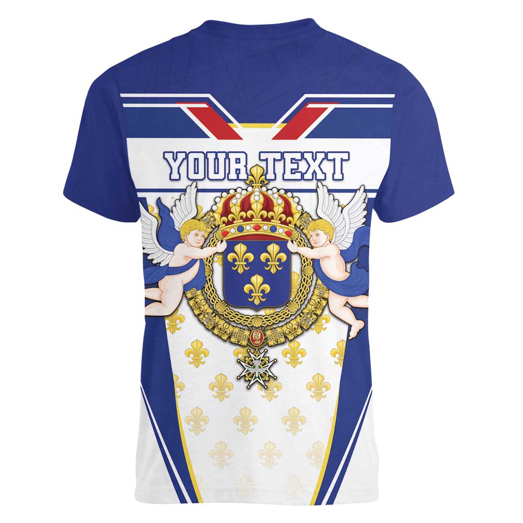 Personalized French Colonial Empire Women V-Neck T-Shirt Royal Standard of France