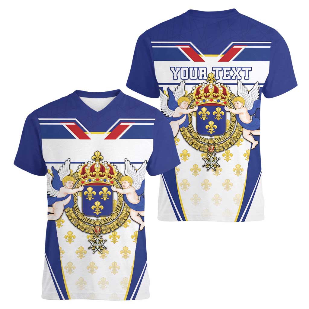 Personalized French Colonial Empire Women V-Neck T-Shirt Royal Standard of France