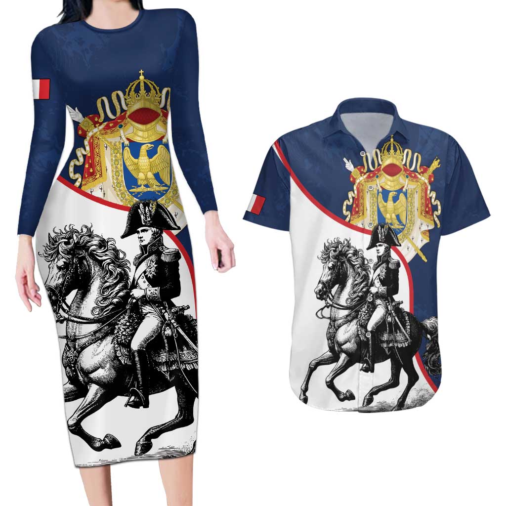First French Empire 1804 – 1814 Couples Matching Long Sleeve Bodycon Dress and Hawaiian Shirt Liberte Ordre Public