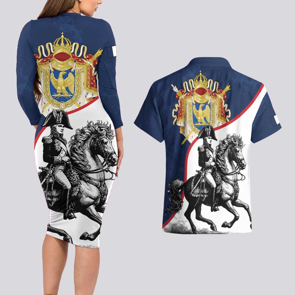 First French Empire 1804 – 1814 Couples Matching Long Sleeve Bodycon Dress and Hawaiian Shirt Liberte Ordre Public