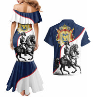 First French Empire 1804 – 1814 Couples Matching Mermaid Dress and Hawaiian Shirt Liberte Ordre Public