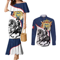 First French Empire 1804 – 1814 Couples Matching Mermaid Dress and Long Sleeve Button Shirt Liberte Ordre Public