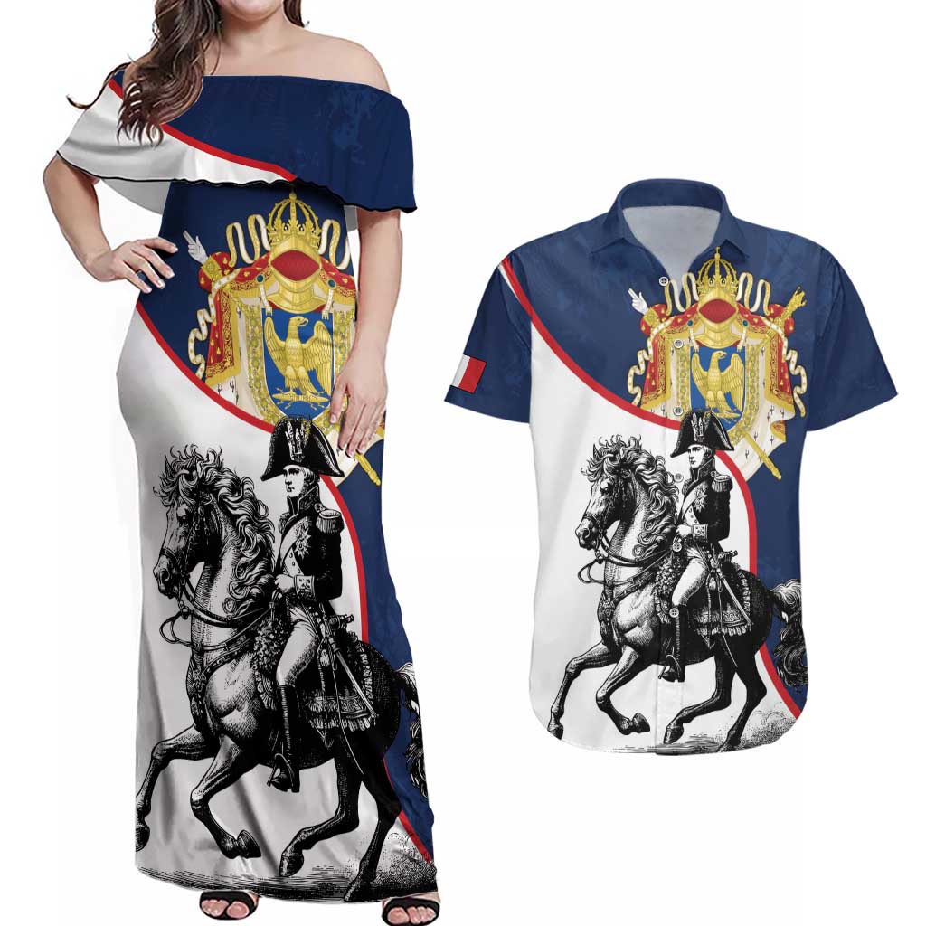 First French Empire 1804 – 1814 Couples Matching Off Shoulder Maxi Dress and Hawaiian Shirt Liberte Ordre Public