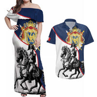 First French Empire 1804 – 1814 Couples Matching Off Shoulder Maxi Dress and Hawaiian Shirt Liberte Ordre Public