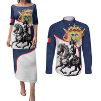 First French Empire 1804 – 1814 Couples Matching Puletasi and Long Sleeve Button Shirt Liberte Ordre Public