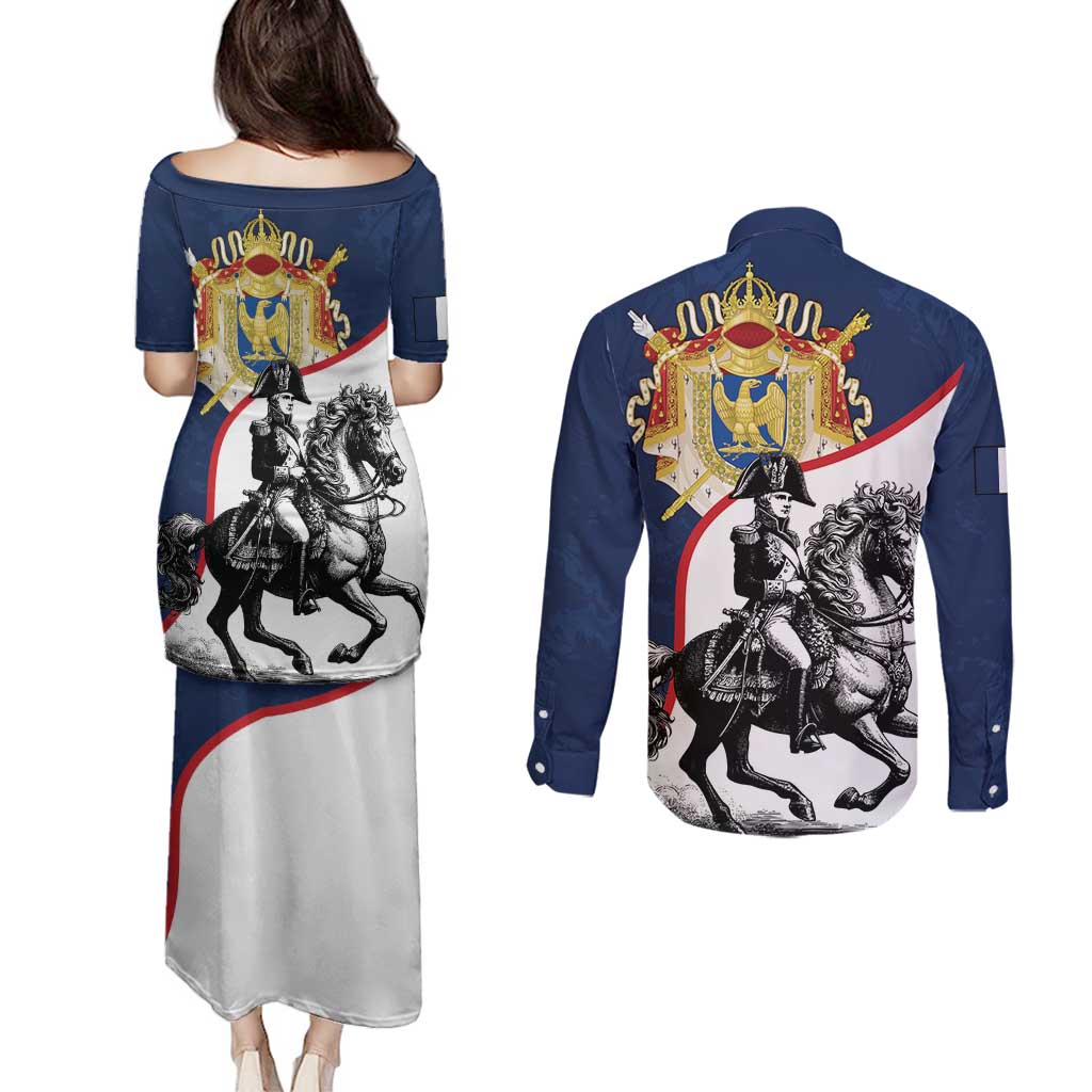 First French Empire 1804 – 1814 Couples Matching Puletasi and Long Sleeve Button Shirt Liberte Ordre Public