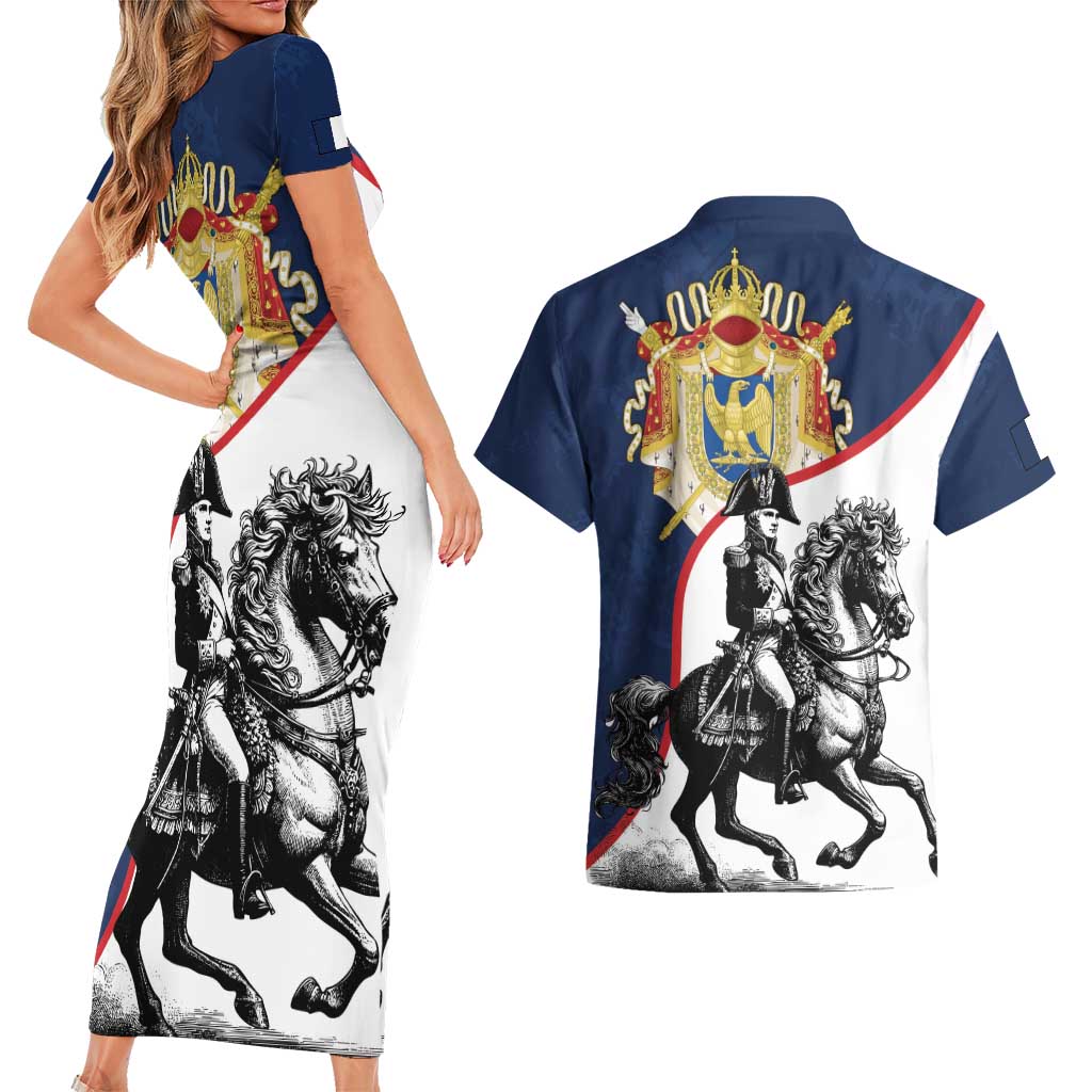 First French Empire 1804 – 1814 Couples Matching Short Sleeve Bodycon Dress and Hawaiian Shirt Liberte Ordre Public