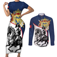 First French Empire 1804 – 1814 Couples Matching Short Sleeve Bodycon Dress and Long Sleeve Button Shirt Liberte Ordre Public