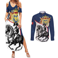 First French Empire 1804 – 1814 Couples Matching Summer Maxi Dress and Long Sleeve Button Shirt Liberte Ordre Public