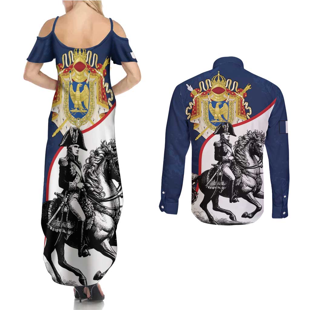 First French Empire 1804 – 1814 Couples Matching Summer Maxi Dress and Long Sleeve Button Shirt Liberte Ordre Public