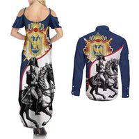 First French Empire 1804 – 1814 Couples Matching Summer Maxi Dress and Long Sleeve Button Shirt Liberte Ordre Public