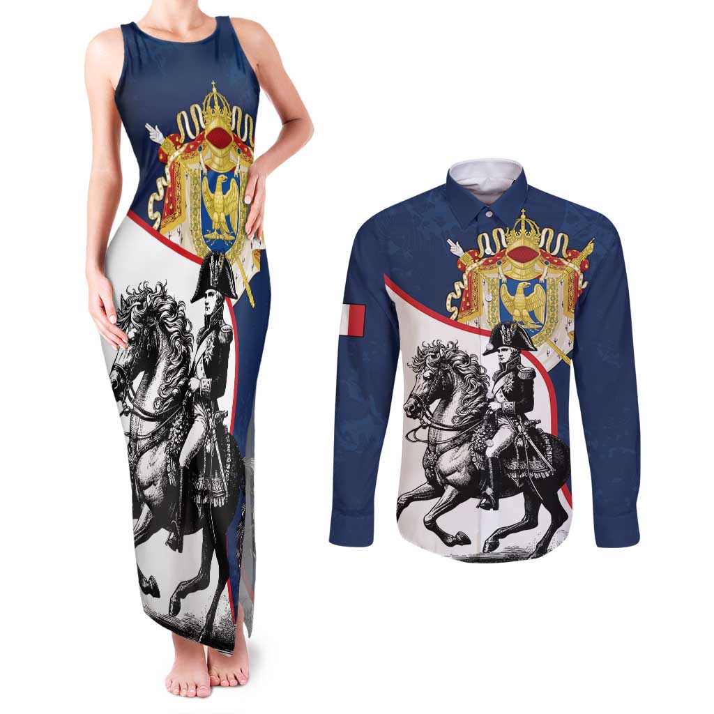 First French Empire 1804 – 1814 Couples Matching Tank Maxi Dress and Long Sleeve Button Shirt Liberte Ordre Public