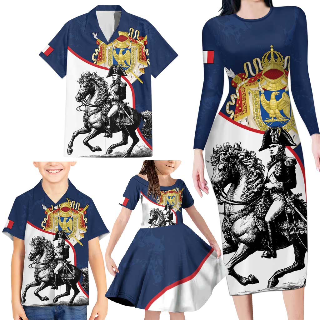 First French Empire 1804 – 1814 Family Matching Long Sleeve Bodycon Dress and Hawaiian Shirt Liberte Ordre Public