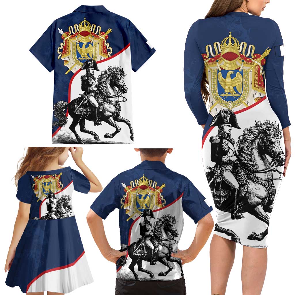 First French Empire 1804 – 1814 Family Matching Long Sleeve Bodycon Dress and Hawaiian Shirt Liberte Ordre Public
