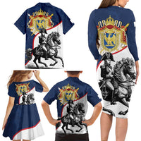 First French Empire 1804 – 1814 Family Matching Long Sleeve Bodycon Dress and Hawaiian Shirt Liberte Ordre Public