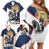 First French Empire 1804 – 1814 Family Matching Off Shoulder Short Dress and Hawaiian Shirt Liberte Ordre Public
