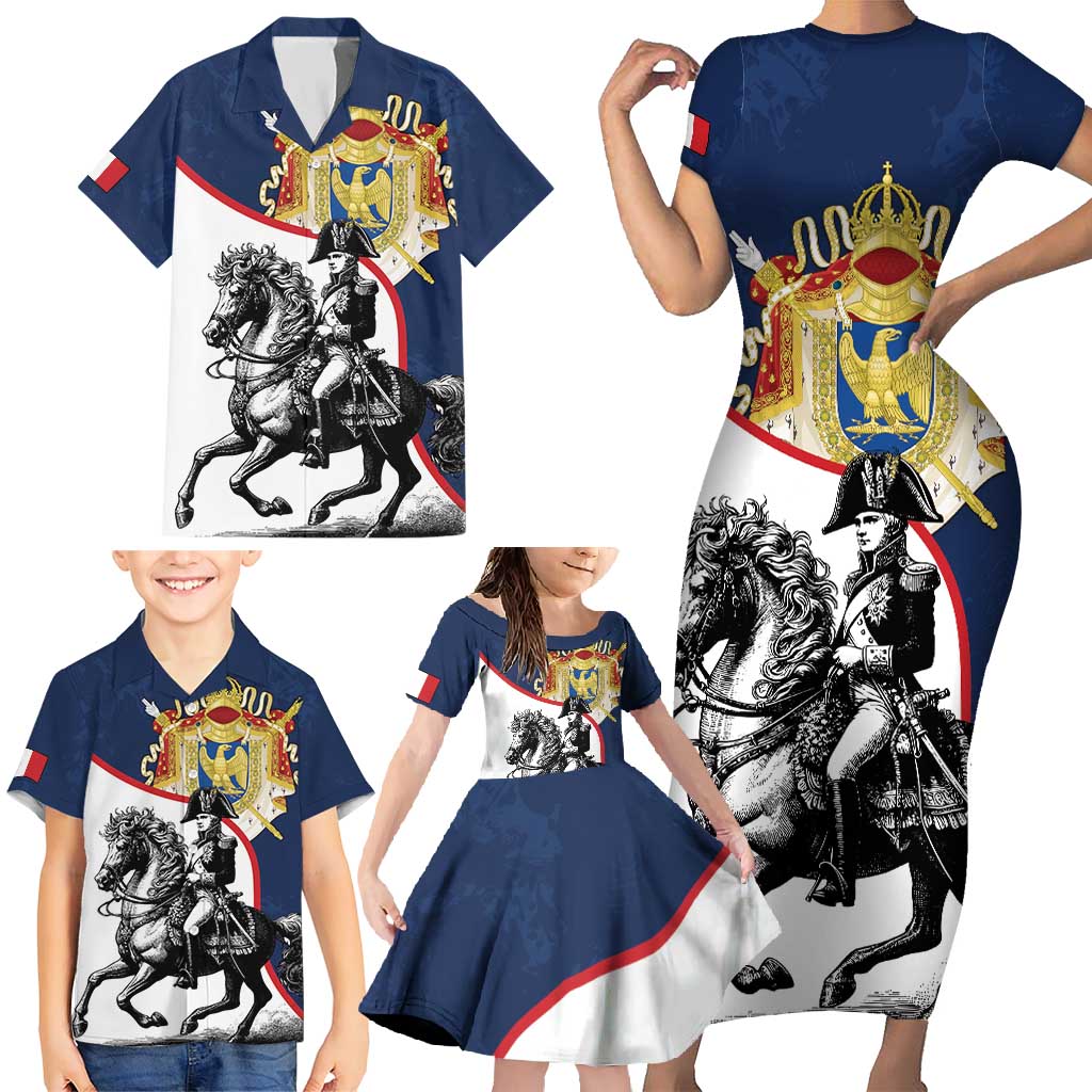 First French Empire 1804 – 1814 Family Matching Short Sleeve Bodycon Dress and Hawaiian Shirt Liberte Ordre Public