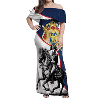 First French Empire 1804 – 1814 Off Shoulder Maxi Dress Liberte Ordre Public