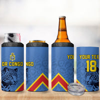 Custom DR Congo Football 4 in 1 Can Cooler Tumbler Leopard Pride Heritage Edition
