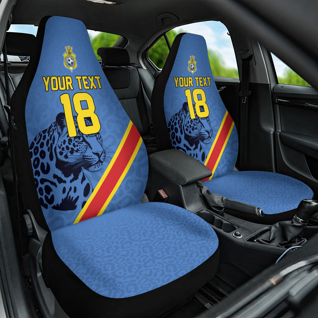 Custom DR Congo Football Car Seat Cover Leopard Pride Heritage Edition
