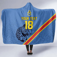 Custom DR Congo Football Hooded Blanket Leopard Pride Heritage Edition