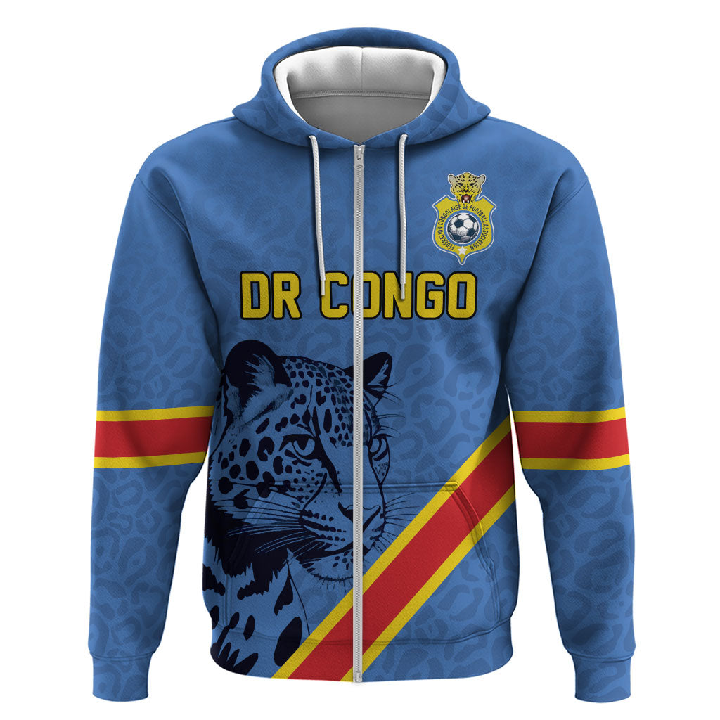 Custom DR Congo Football Hoodie Leopard Pride Heritage Edition