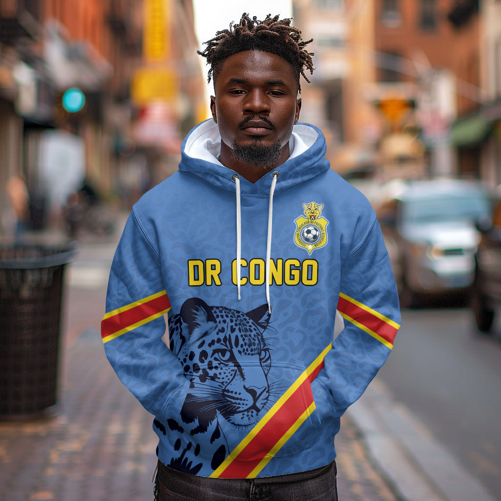 Custom DR Congo Football Hoodie Leopard Pride Heritage Edition