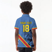 Custom DR Congo Football Kid Polo Shirt Leopard Pride Heritage Edition