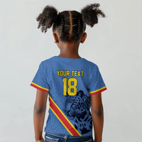 Custom DR Congo Football Kid T shirt Leopard Pride Heritage Edition