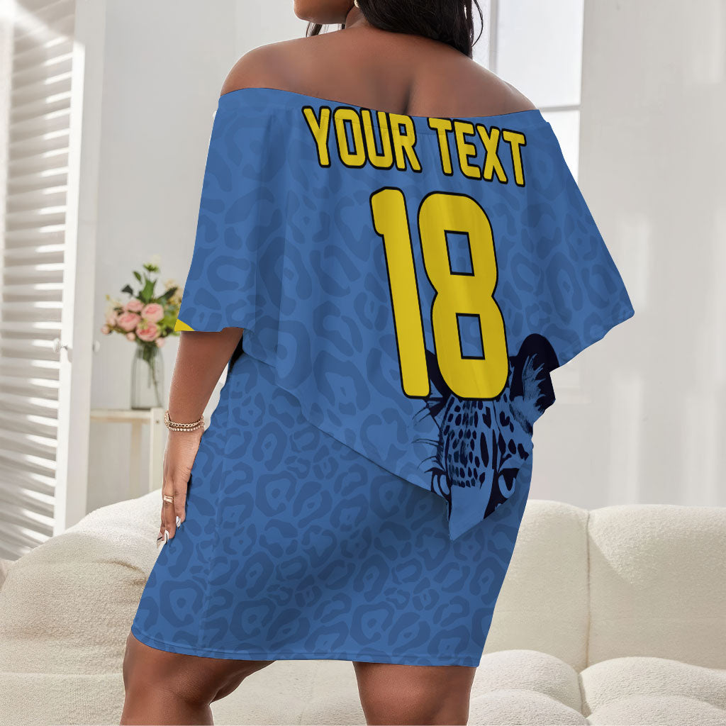 Custom DR Congo Football Off Shoulder Short Dress Leopard Pride Heritage Edition