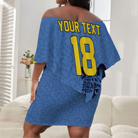 Custom DR Congo Football Off Shoulder Short Dress Leopard Pride Heritage Edition