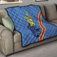 Custom DR Congo Football Quilt Leopard Pride Heritage Edition