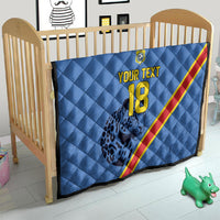 Custom DR Congo Football Quilt Leopard Pride Heritage Edition