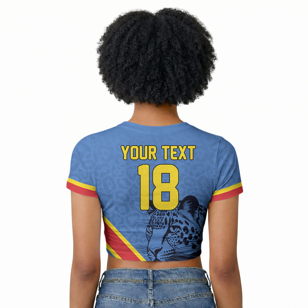 Custom DR Congo Football Raglan Cropped T shirt Leopard Pride Heritage Edition