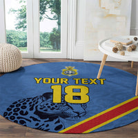 Custom DR Congo Football Round Carpet Leopard Pride Heritage Edition