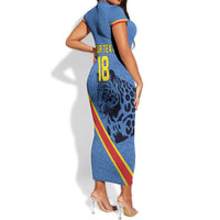 Custom DR Congo Football Short Sleeve Bodycon Dress Leopard Pride Heritage Edition