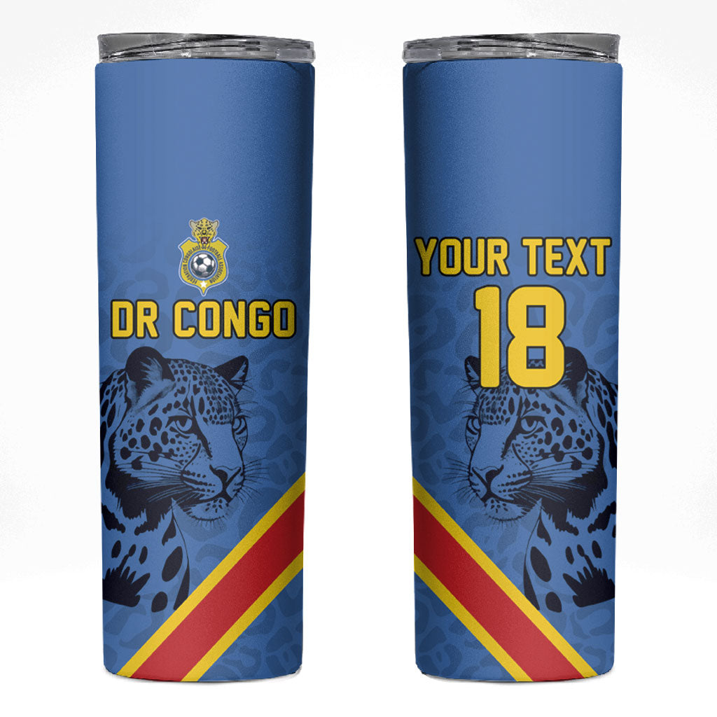 Custom DR Congo Football Skinny Tumbler Leopard Pride Heritage Edition