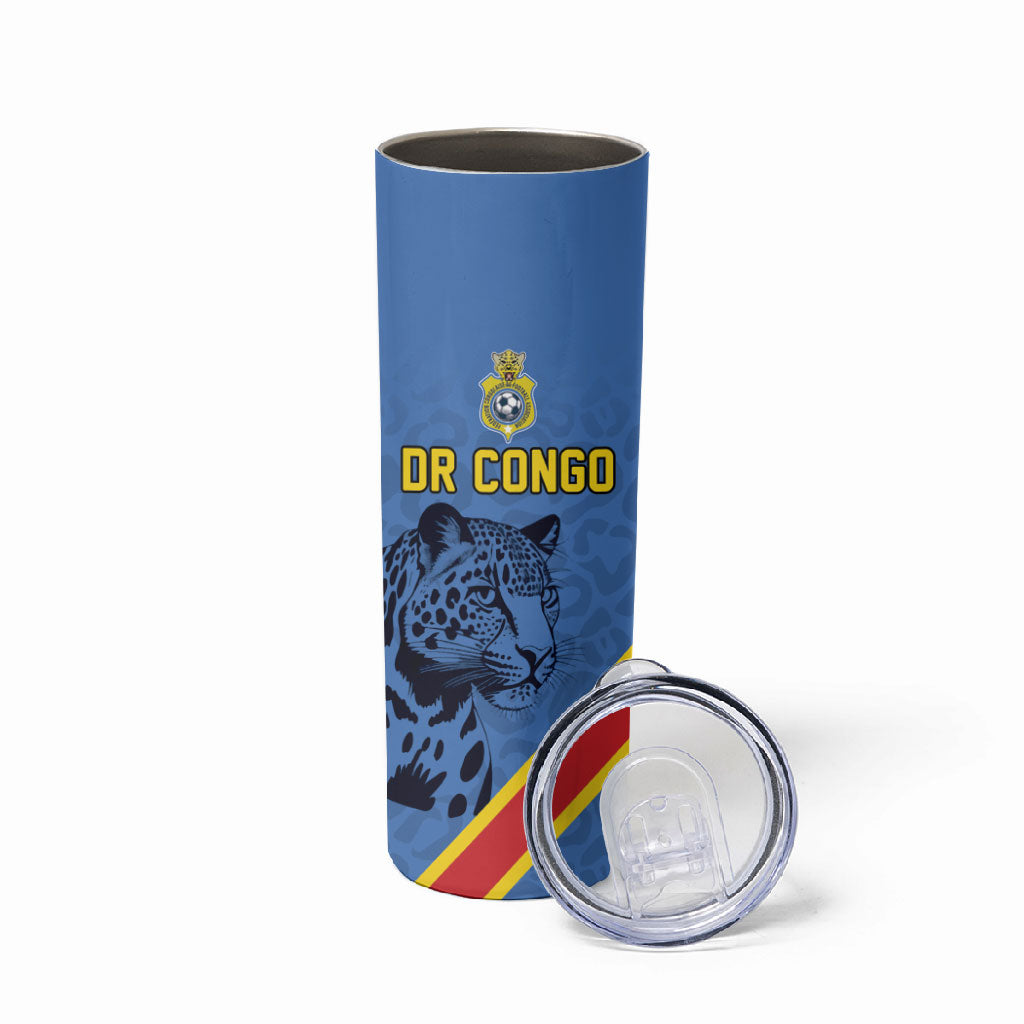 Custom DR Congo Football Skinny Tumbler Leopard Pride Heritage Edition