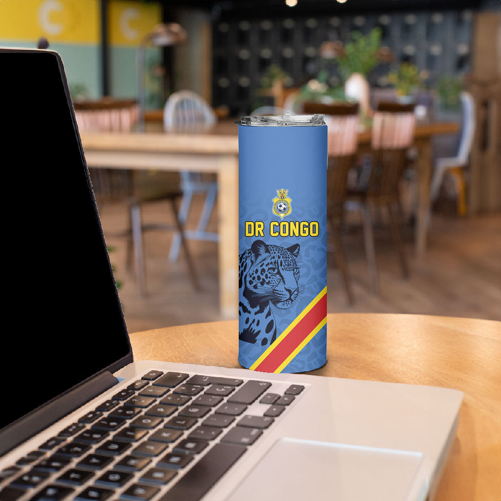 Custom DR Congo Football Skinny Tumbler Leopard Pride Heritage Edition