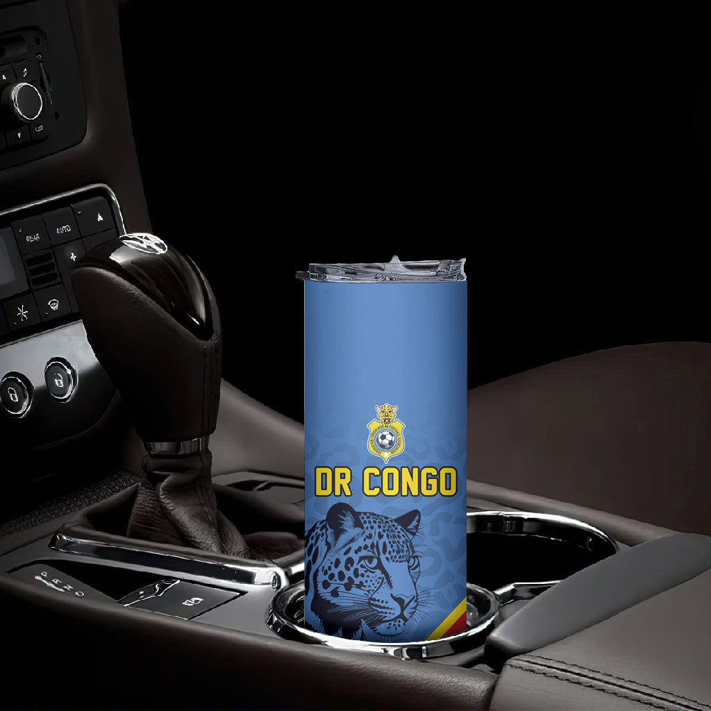 Custom DR Congo Football Skinny Tumbler Leopard Pride Heritage Edition