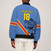 Custom DR Congo Football Sleeve Zip Bomber Jacket Leopard Pride Heritage Edition