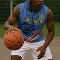 Custom DR Congo Football Sleeveless Hoodie Leopard Pride Heritage Edition