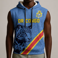 Custom DR Congo Football Sleeveless Hoodie Leopard Pride Heritage Edition