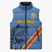 Custom DR Congo Football Sleeveless Puffer Jacket Leopard Pride Heritage Edition