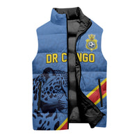 Custom DR Congo Football Sleeveless Puffer Jacket Leopard Pride Heritage Edition