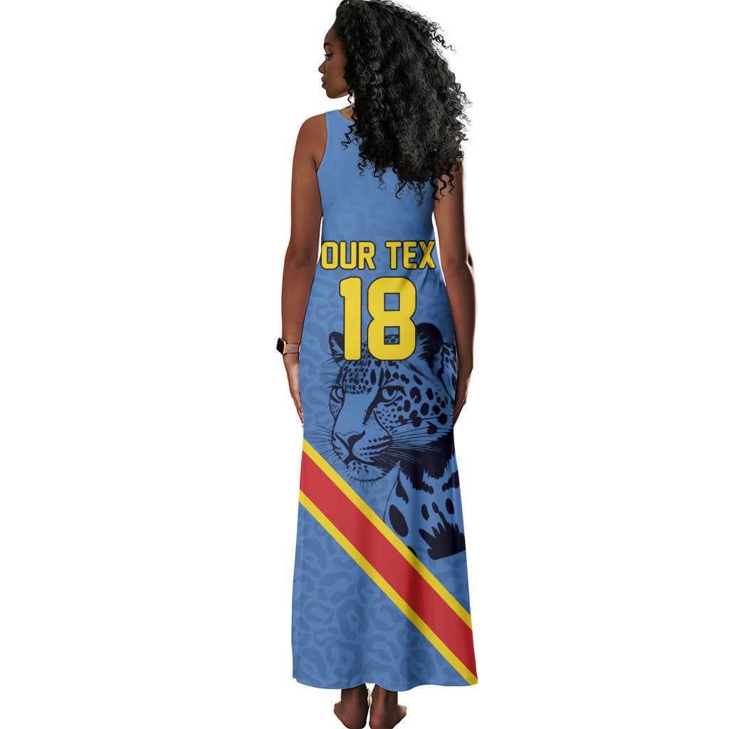 Custom DR Congo Football Tank Maxi Dress Leopard Pride Heritage Edition